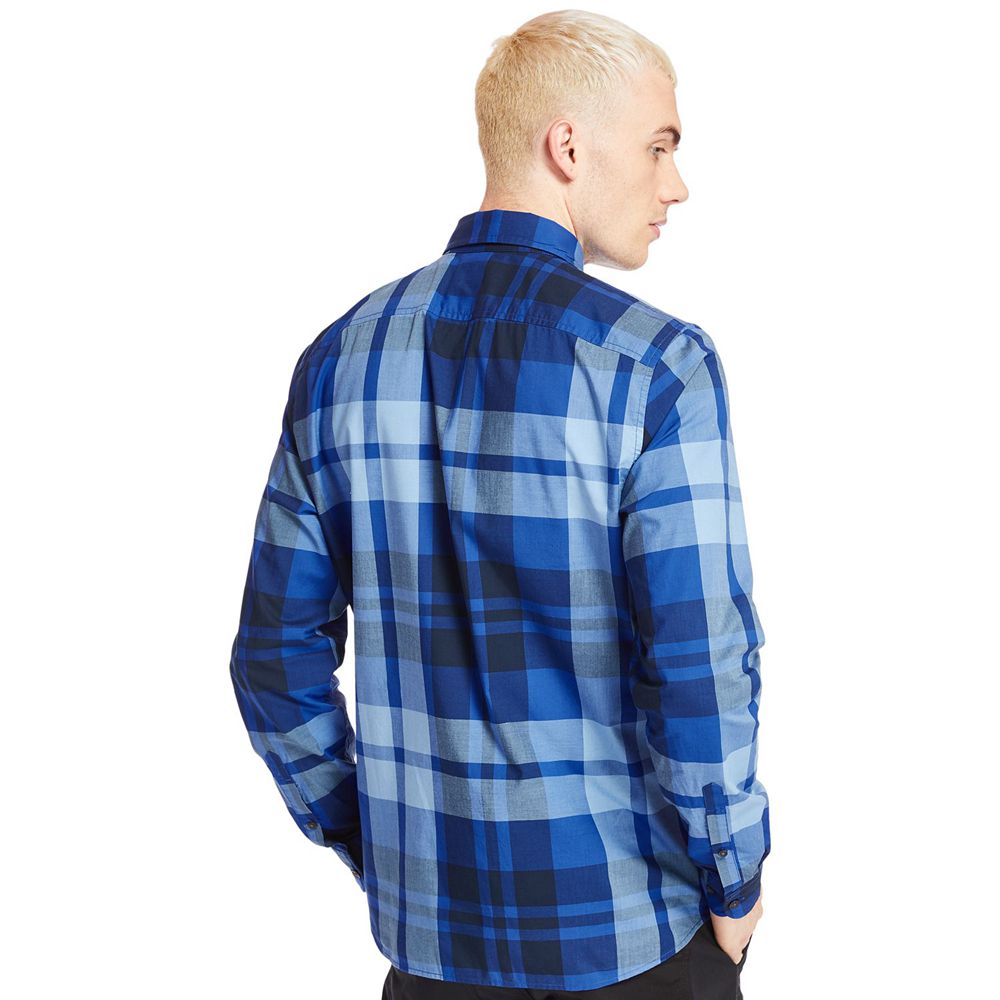 Timberland Mens Shirts Slim Fit Eastham River Plaid - Blue - India KZ7925348